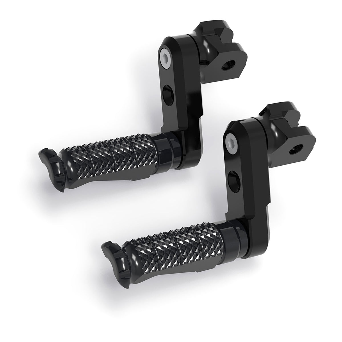 Front view of MC Motoparts 50mm extension foot pegs for Kawasaki Z H2, Z1000, Z125, Z750, and Z900 motorcycle models.