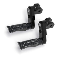 Front view of MC Motoparts 50mm extension foot pegs fitting Triumph Daytona 675 Thruxton R motorcycle.