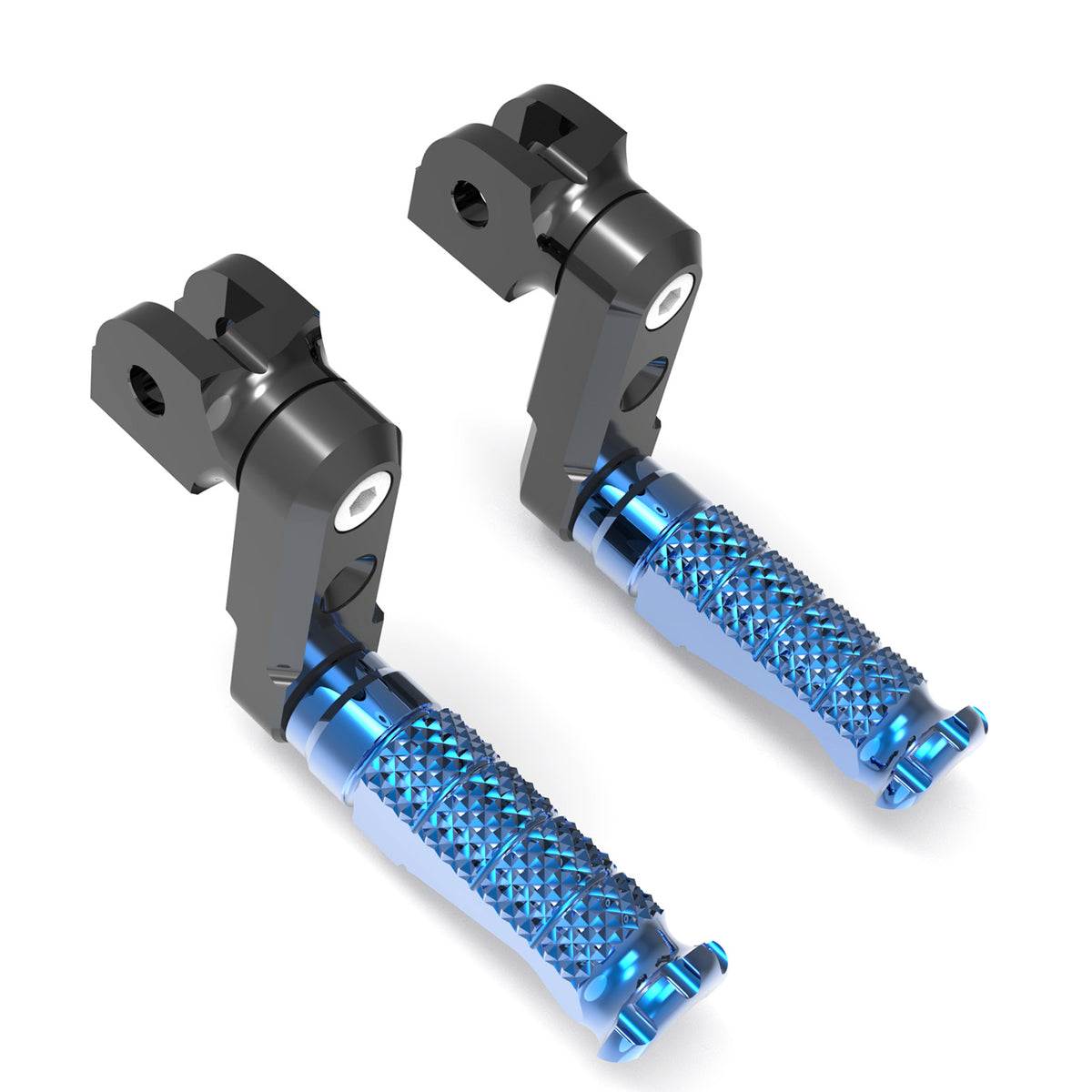 Front view of MC Motoparts 50mm adjustable foot pegs for Ducati Monster 600 821 S2R S4R R-FIGHT motorcycle.