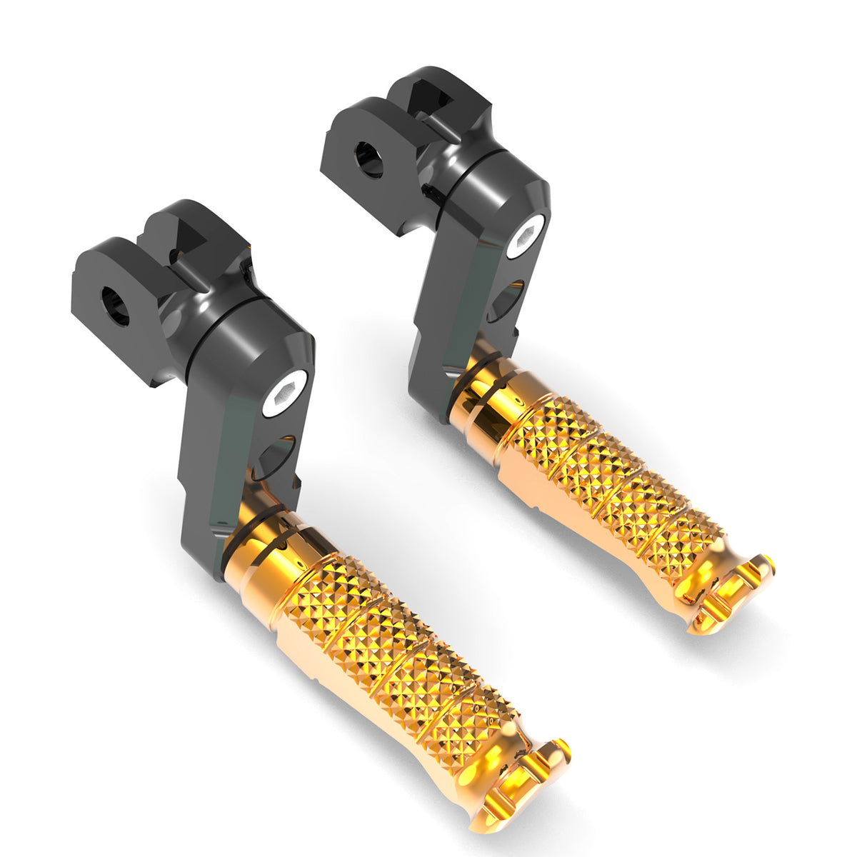 Front view of MC Motoparts 50mm extension foot pegs compatible with Honda CBR650R, CB500X, NX500 motorcycle models.
