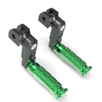 Front view of MC Motoparts 50mm extension foot pegs for BMW S1000R, S1000RR, R1200GS, R-FIGHT, showing adjustable design and metal construction.