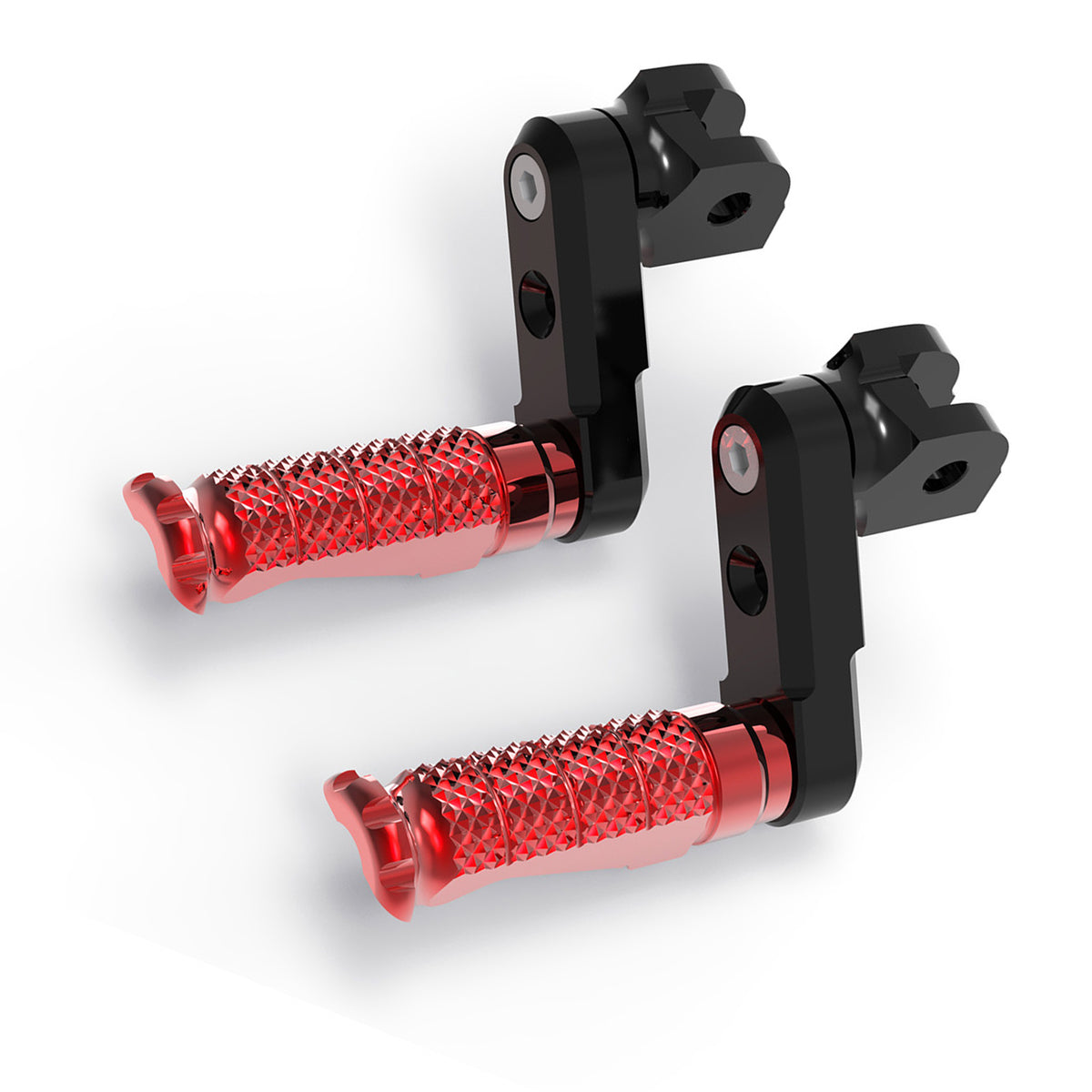 Front view of MC Motoparts R-FIGHT 50mm adjustable foot pegs for Greenger G3S G3 electric motorcycle, 2023-2024 model.