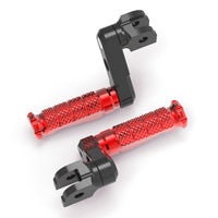Front view of MC Motoparts 50mm extension foot pegs for Triumph Speed Triple Street Cup motorcycle.