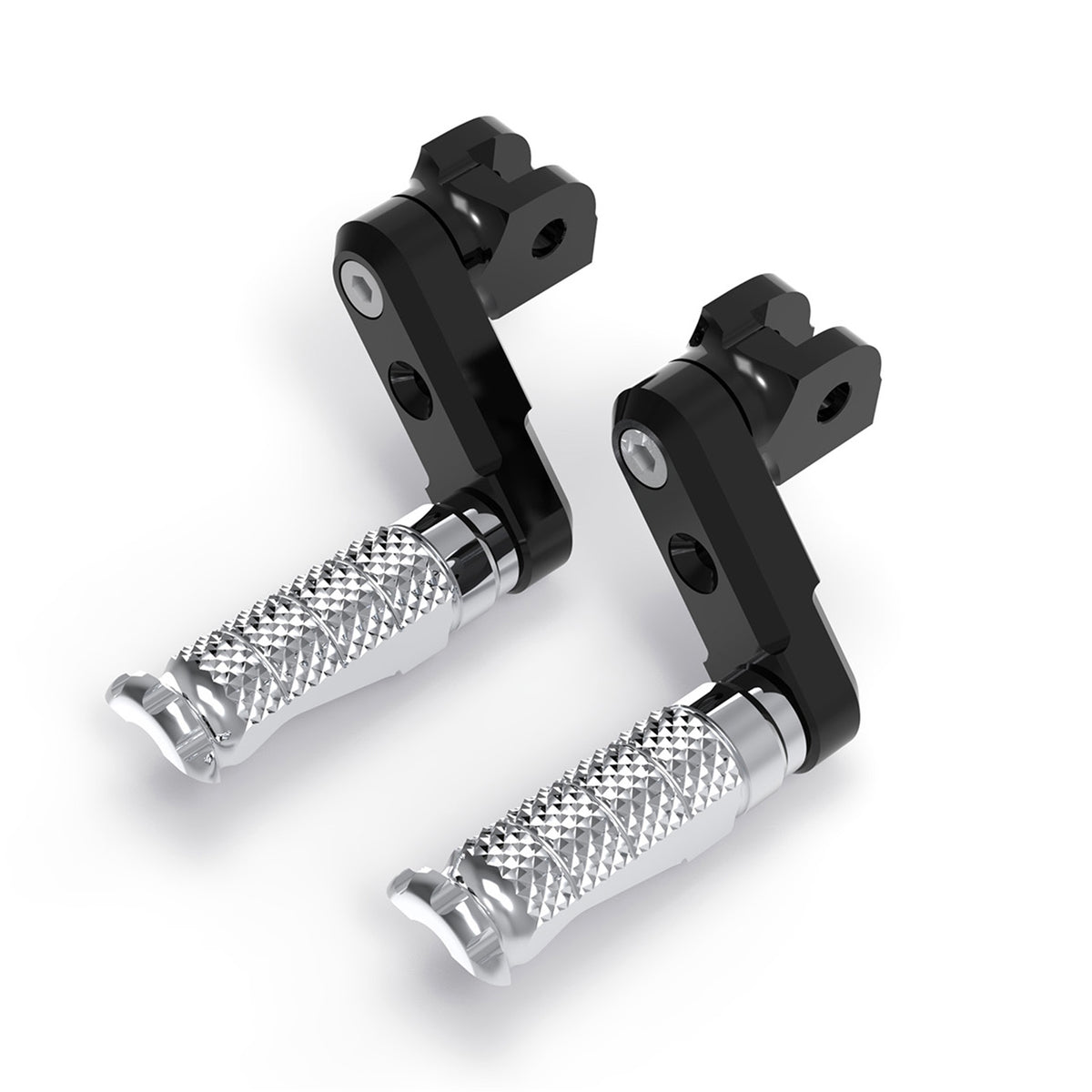 Front view of MC Motoparts 50mm adjustable foot pegs for Yamaha FZ1, FZ6, FZ8, MT-09, and MT-07 motorcycles.
