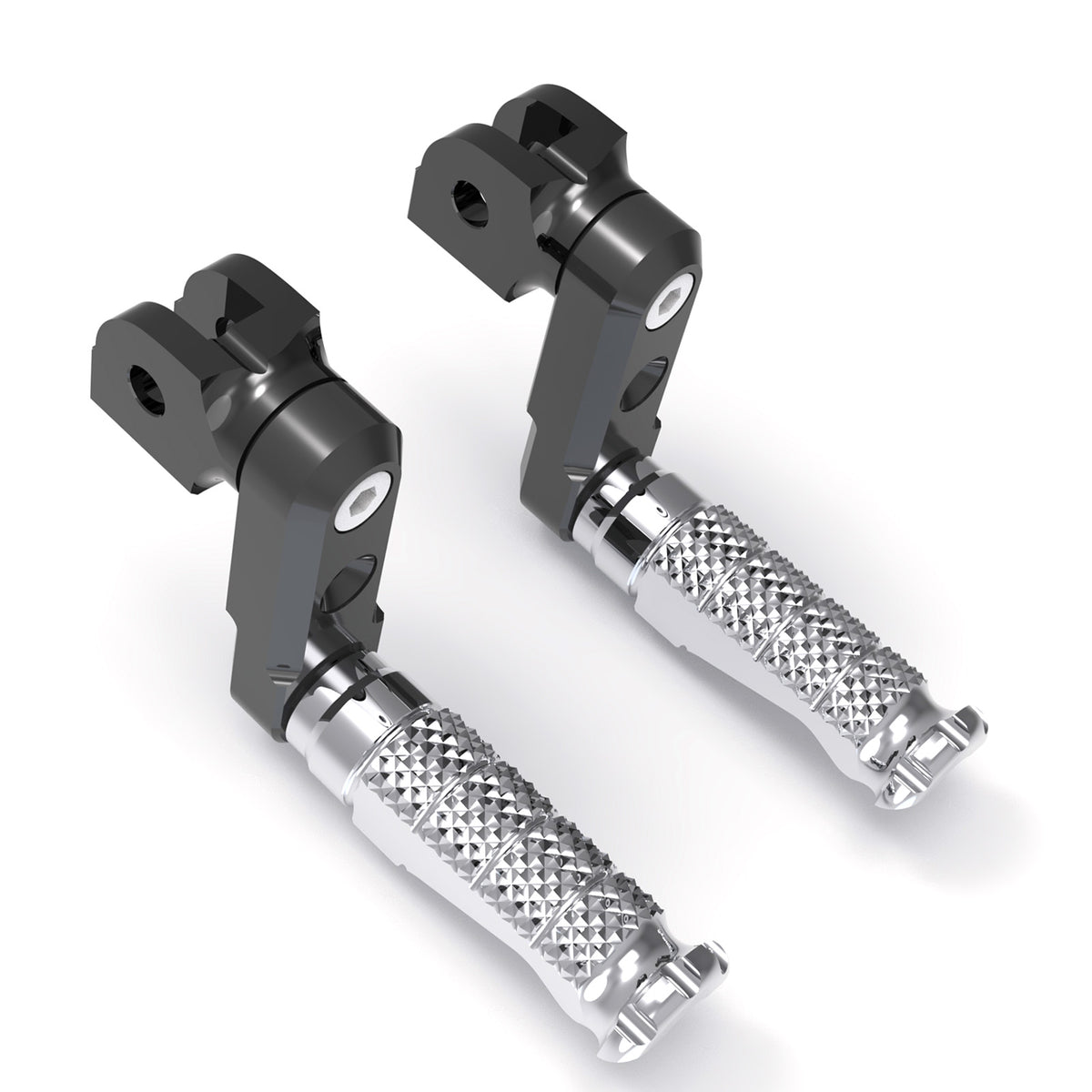 Front view of MC Motoparts 50mm extension foot pegs for Ducati Monster 600 821 S2R S4R R-FIGHT motorcycle, showing adjustable design.