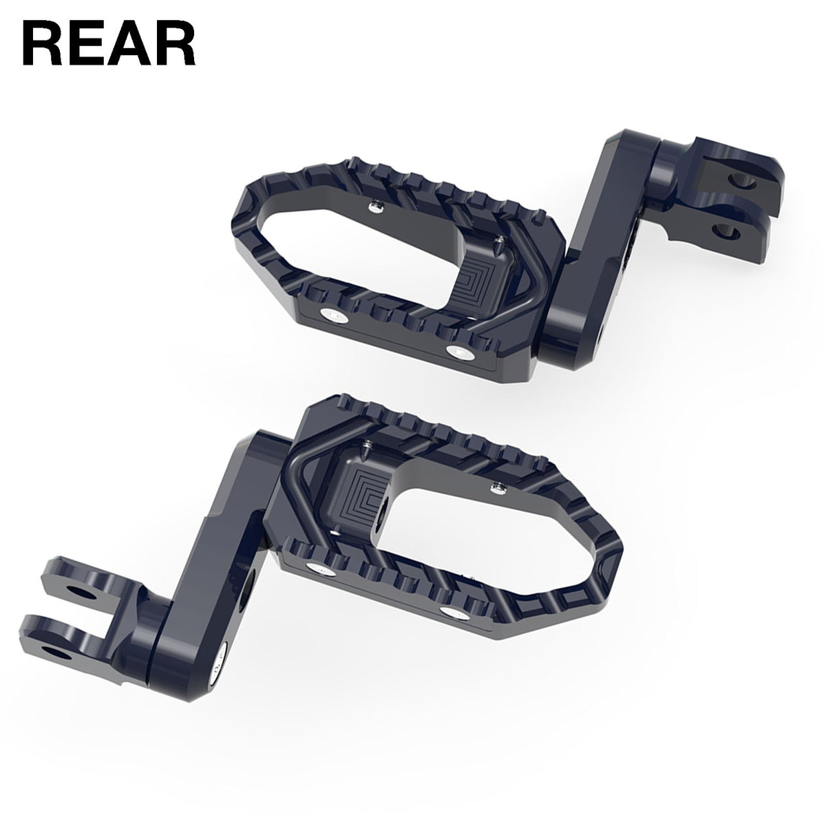 Rear 50mm extension touring foot pegs for Aprilia Tuono 660 RSV4 1100 RS660 by MC Motoparts, wide and durable for riding comfort.