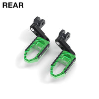 Rear 50mm adjustable touring wide foot pegs for Kawasaki ZX-9R Ninja 650 by MC Motoparts, black extended foot pegs for comfort.