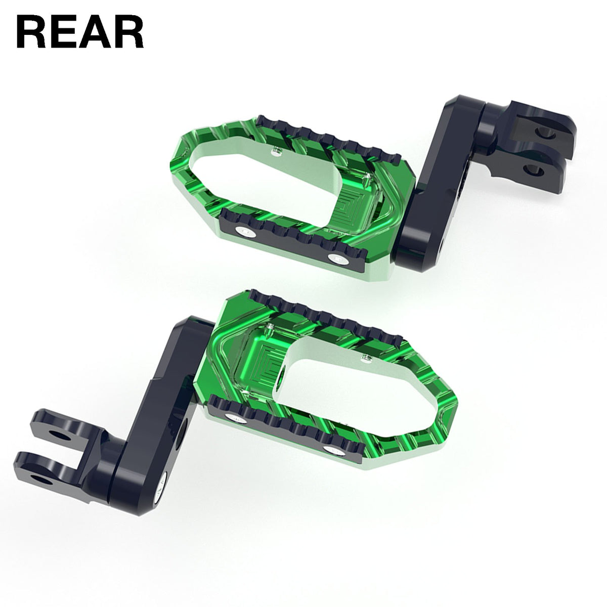 Rear 50mm extension touring foot pegs for Suzuki SV650 SV1000 by MC Motoparts, wide and lowered for comfortable riding.