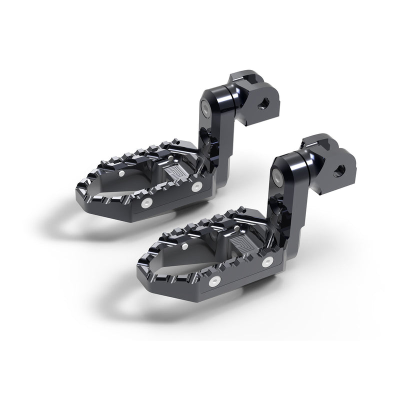 Front view of MC Motoparts 40mm extension foot pegs for Honda CB1000R, CB600F, CB900F touring bikes, showing adjustable multi-step design.