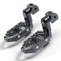 MC Motoparts electric dirt bike 40mm extension foot pegs for Razor SX 125, 350, 500 TRC Touring, black, front view with adjustable design