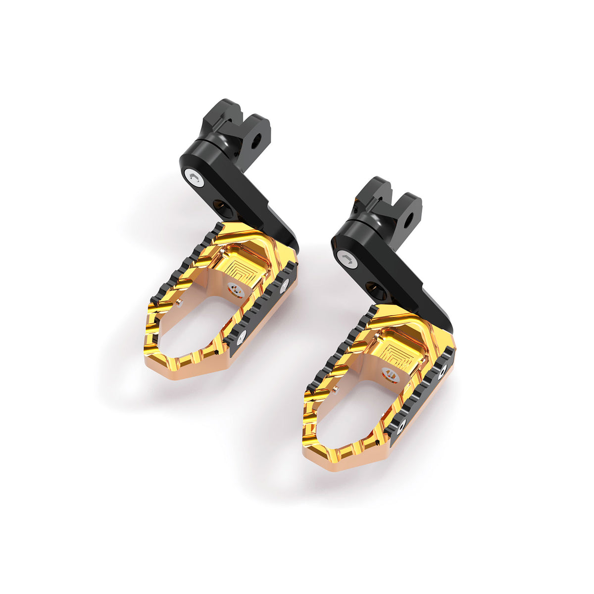 Front view of MC Motoparts CF MOTO TRC Touring 40mm adjustable wide foot pegs extension in black.