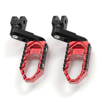 Electric dirt bike MC Motoparts 40mm extension foot pegs for Razor RSF350, RSF650, and TRC touring models, front view with black finish.