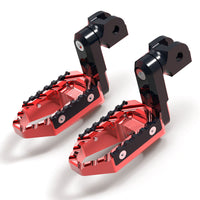 MC Motoparts 40mm extension foot pegs for Tuono 125, 660, 1000 V4R TRC touring models, featuring adjustable wide footrests.