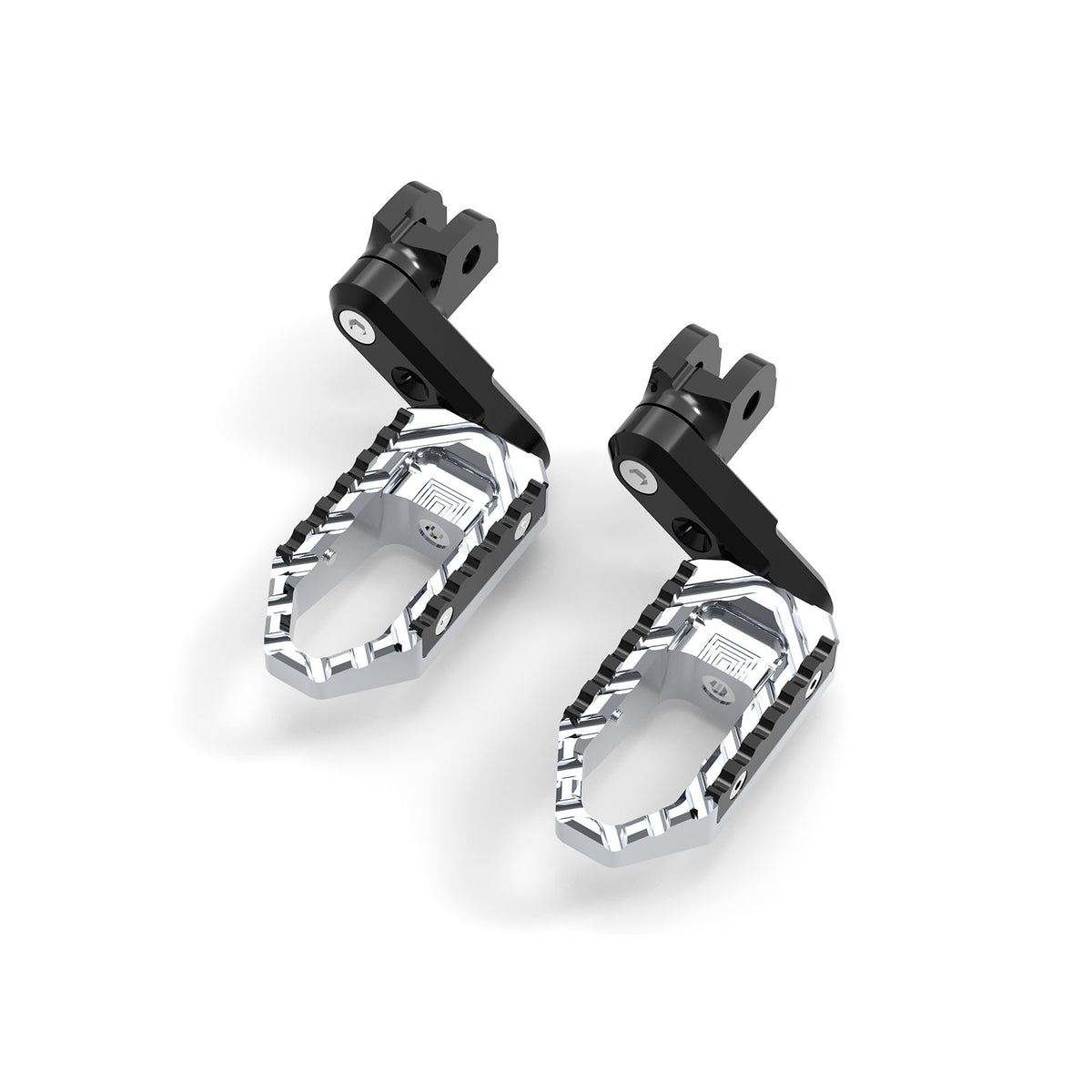 MC Motoparts 40mm extension foot pegs for Yamaha YZF R1 R6 R3, adjustable touring foot pegs with black finish on a motorcycle.