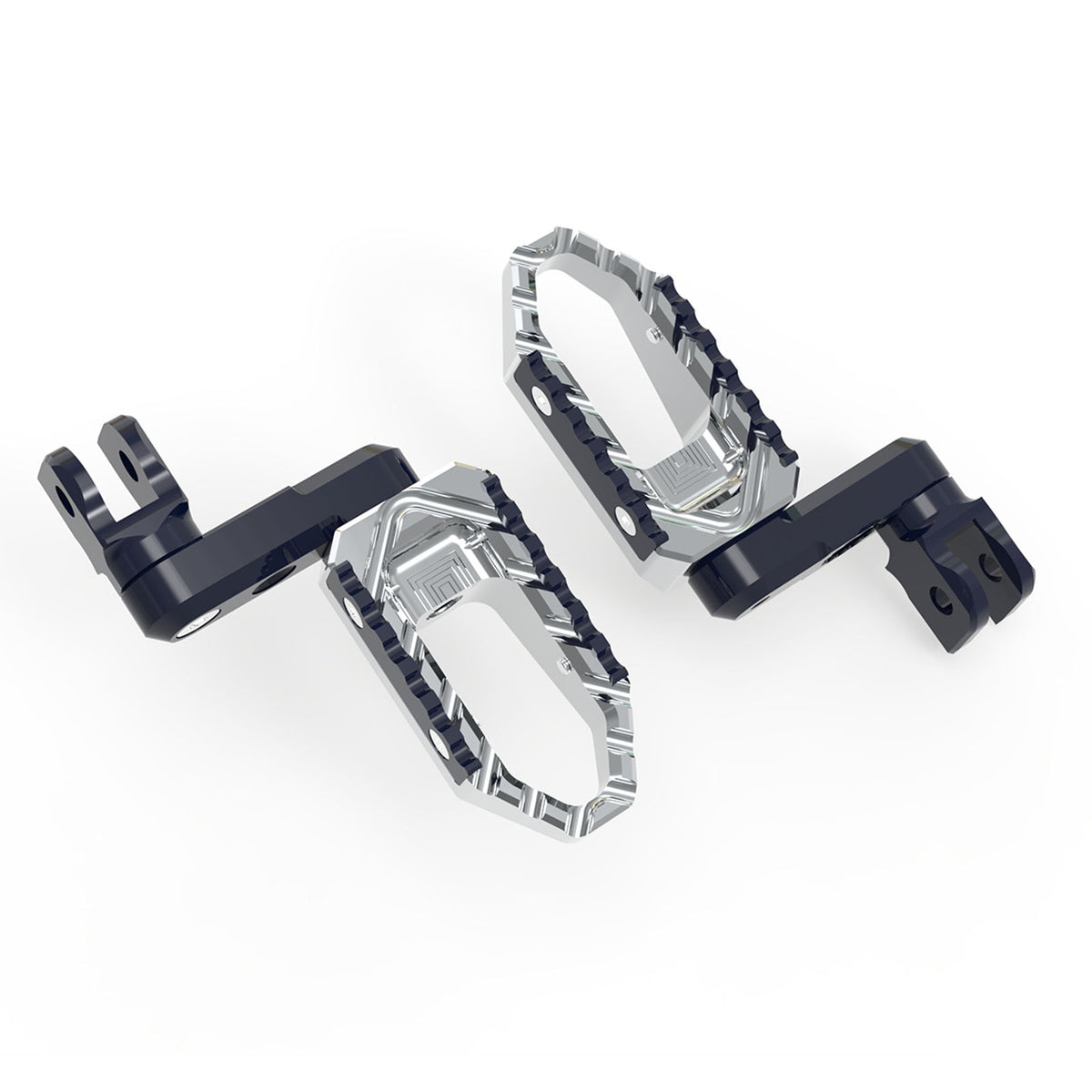 Black MC Motoparts 40mm extension touring foot pegs for Honda CBR650R, CB500X, NX500, and TRC, with multi-step adjustable design.
