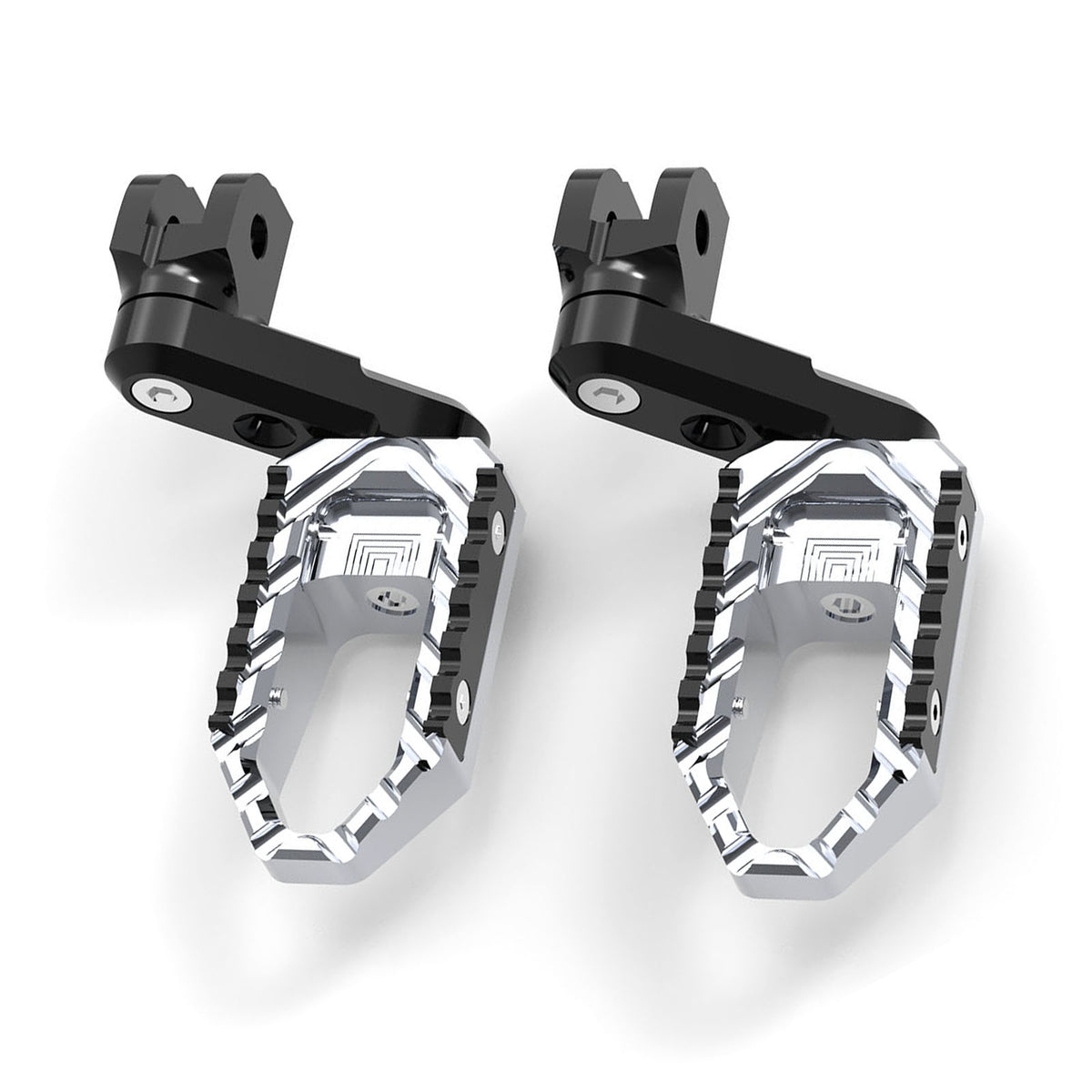 Black MC Motoparts 40mm extension touring foot pegs for Kawasaki Z H2 Z125 Z1000, featuring multi-step lowering for enhanced comfort.