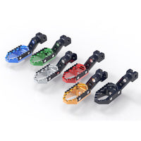 MC Motoparts adjustable 40mm extension foot pegs for Fits Bomb Moto B1 TRC touring electric dirt bike, front view, black finish.
