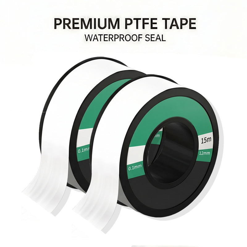Two rolls of MC Motoparts premium PTFE thread seal tape for waterproof pipe fittings and leak repair, 1/2 inch x 158 inches each.