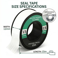 Premium PTFE Thread Seal Tape – Waterproof Plumber's Tape for Pipe Fittings & Leak Repair - 2 Rolls (1/2 Inch x 158 Inches)