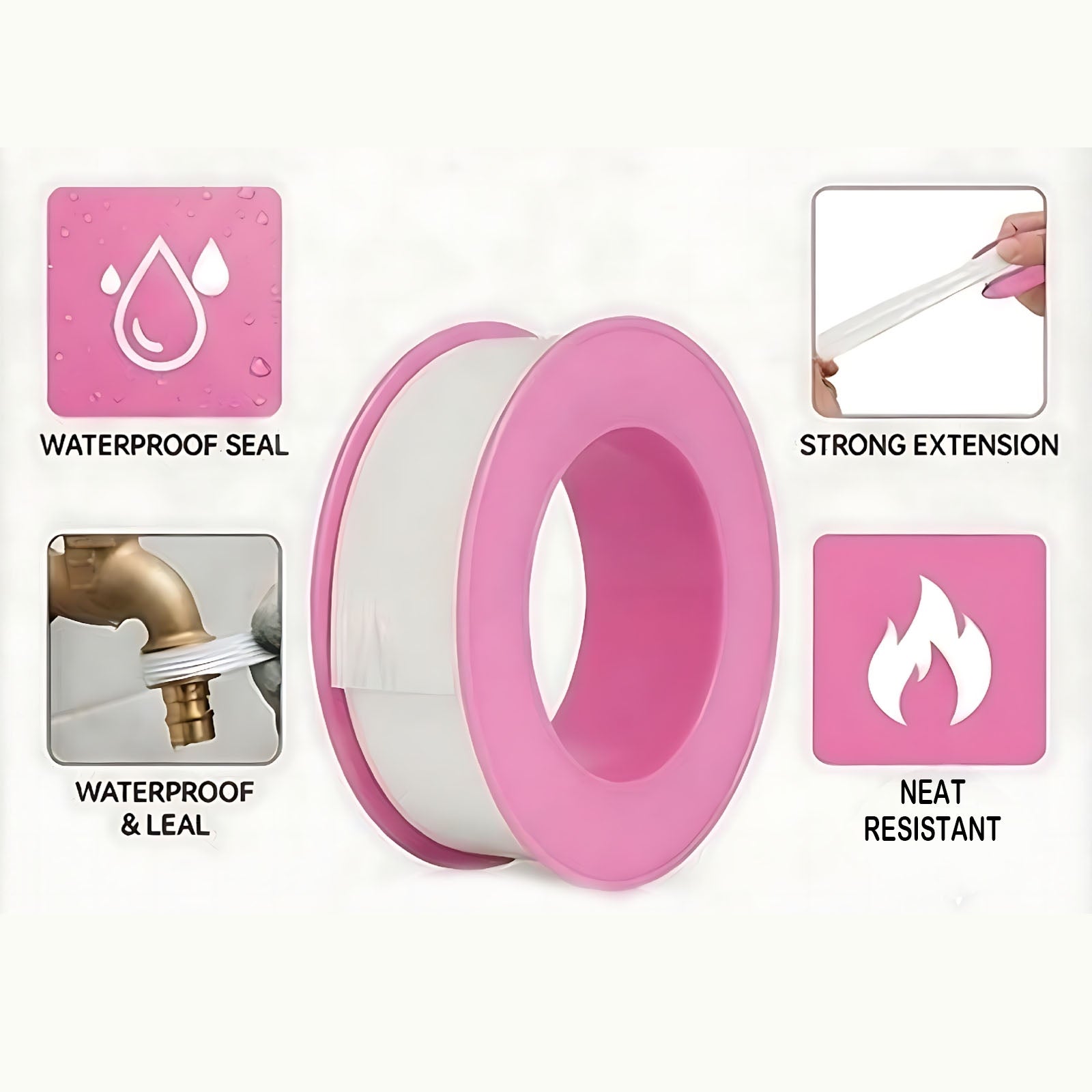 Premium PTFE Thread Seal Tape – Waterproof Plumber's Tape for Pipe Fittings & Leak Repair - 2 Rolls (1/2 Inch x 158 Inches)