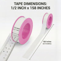 Premium PTFE Thread Seal Tape – Waterproof Plumber's Tape for Pipe Fittings & Leak Repair - 2 Rolls (1/2 Inch x 158 Inches)