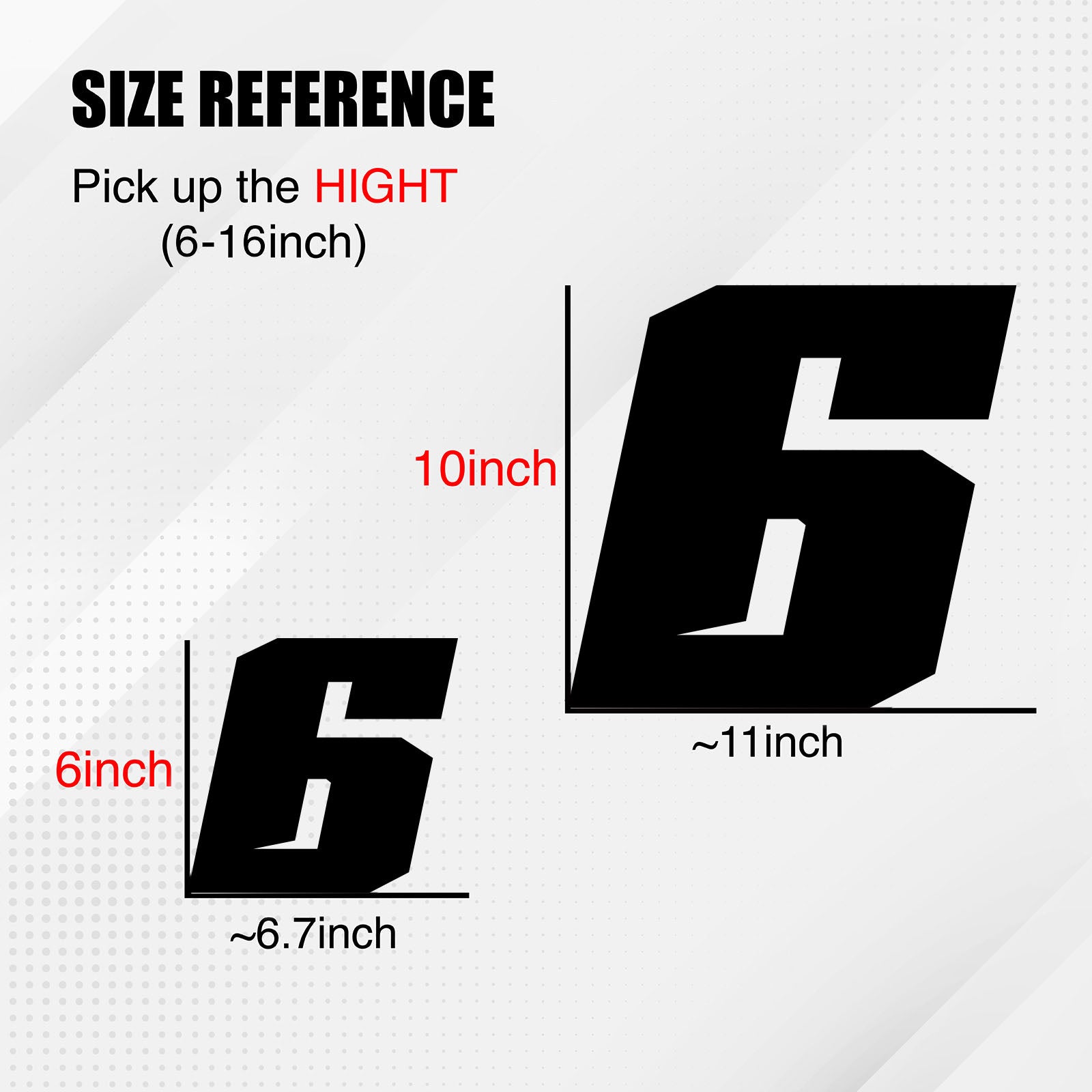 Three custom racing number stickers with T26 split-fade gradient color for dirt bikes and motorcycles, personalized vinyl decals.