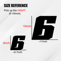 Three personalized MC Motoparts racing number stickers in solid colors for dirt bikes and motorcycles, featuring T23 style decals.