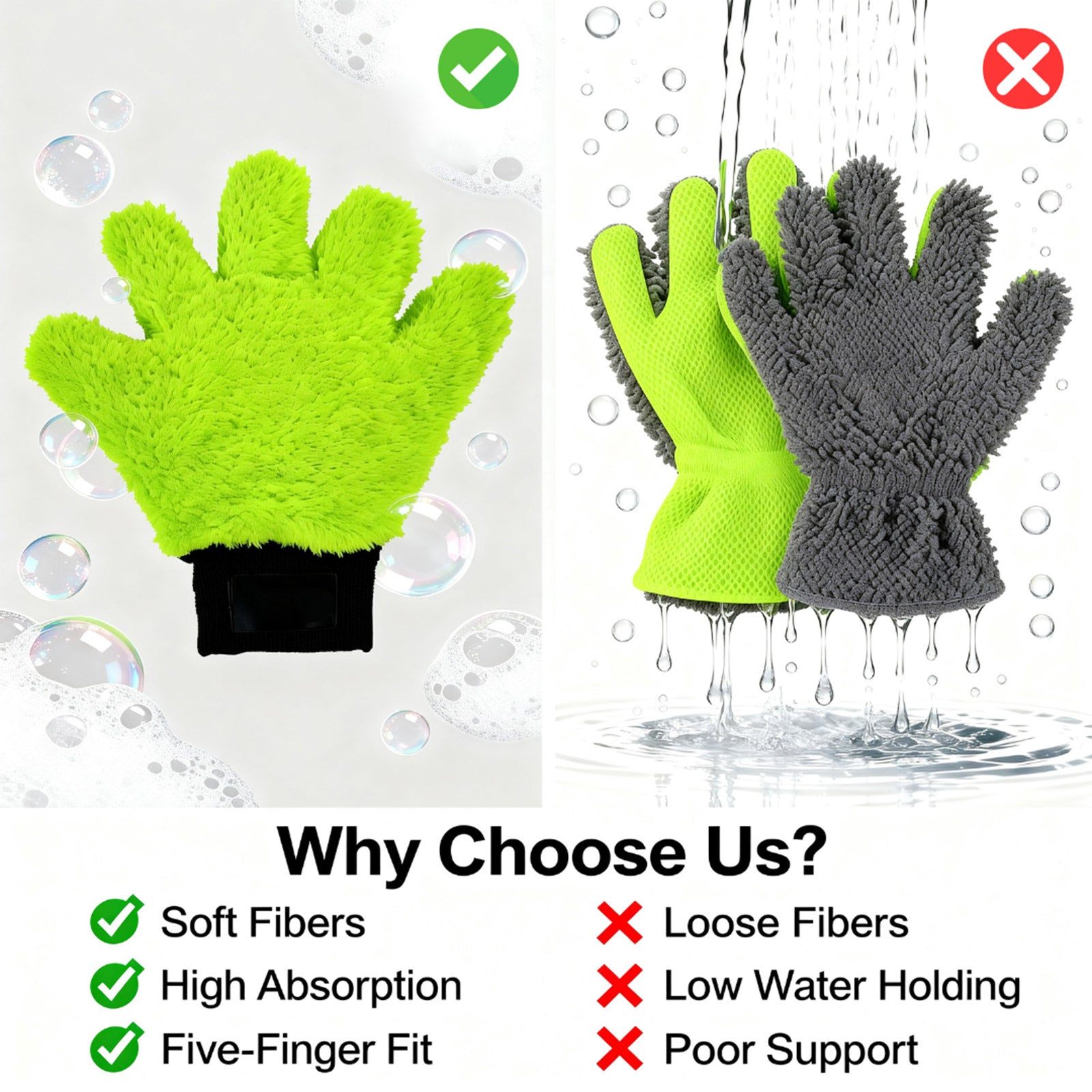 UltraSoft 5-Finger Car Detailing Glove (1pc) – High Absorption & Heat-Resistant