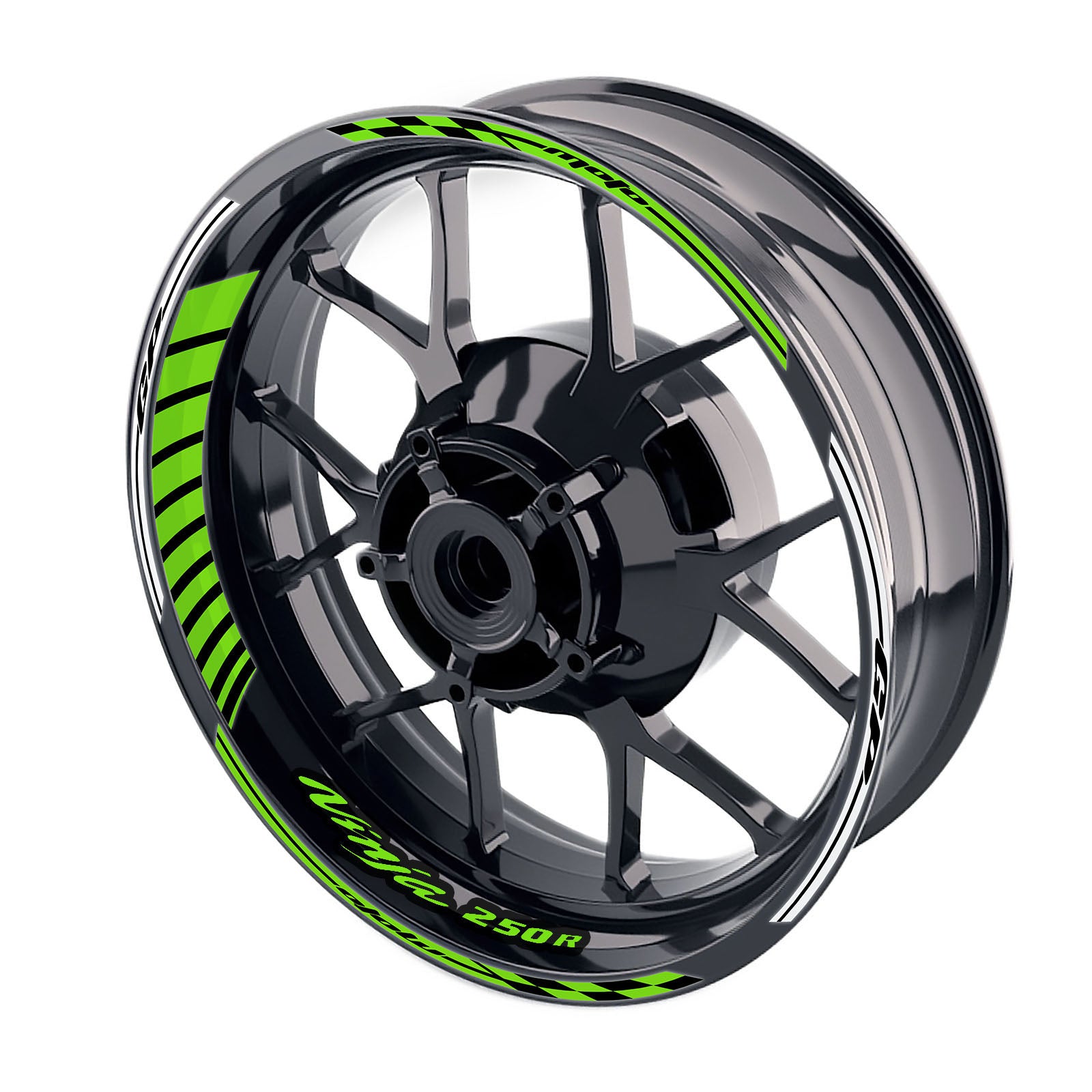 Fit Kawasaki Ninja 250R EX250 Logo Moto GP Stripe 17 inch Wheel Rim Sticker - MC Motoparts