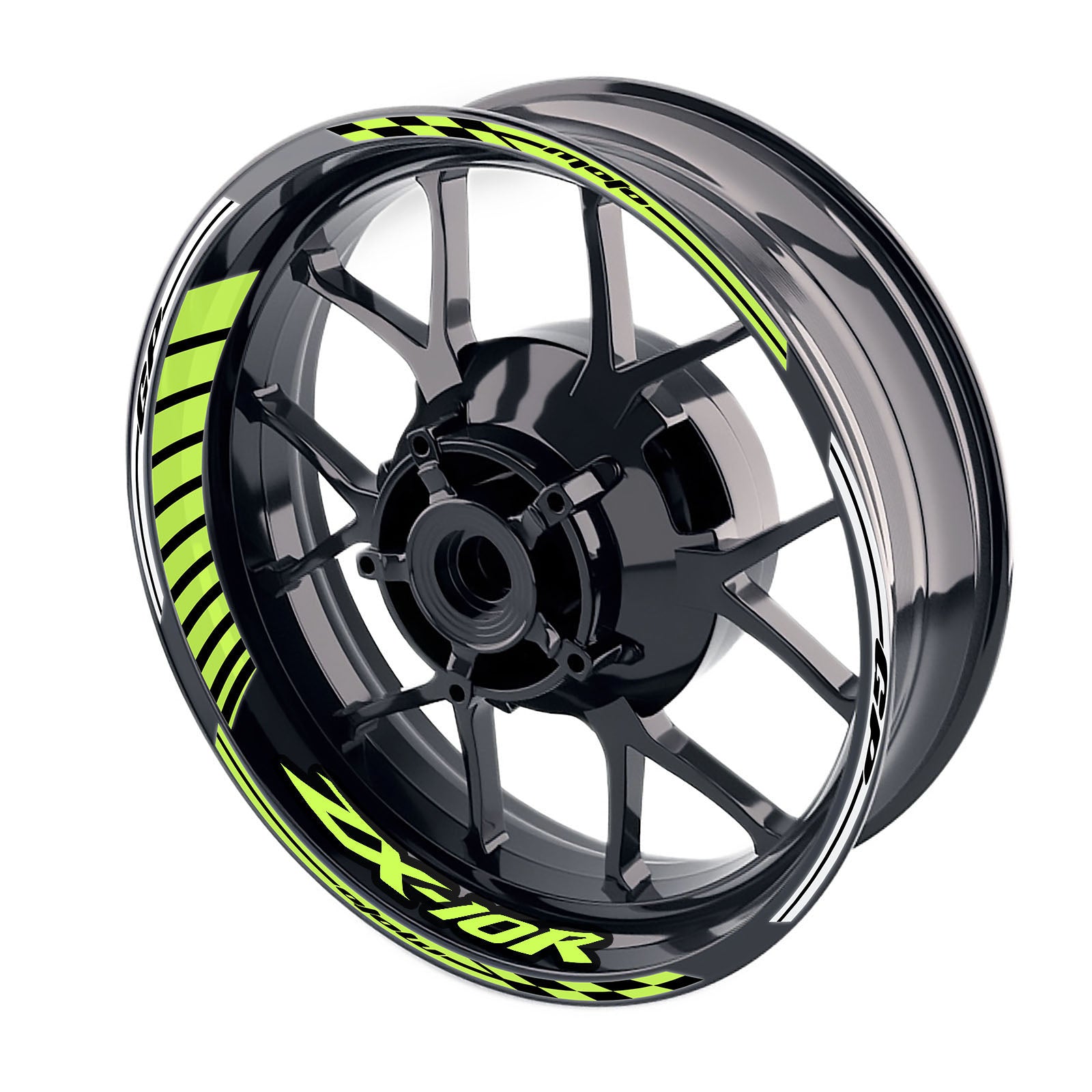 Fit Kawasaki ZX10R Ninja Logo Moto GP Stripe 17 inch Wheel Rim Sticker - MC Motoparts