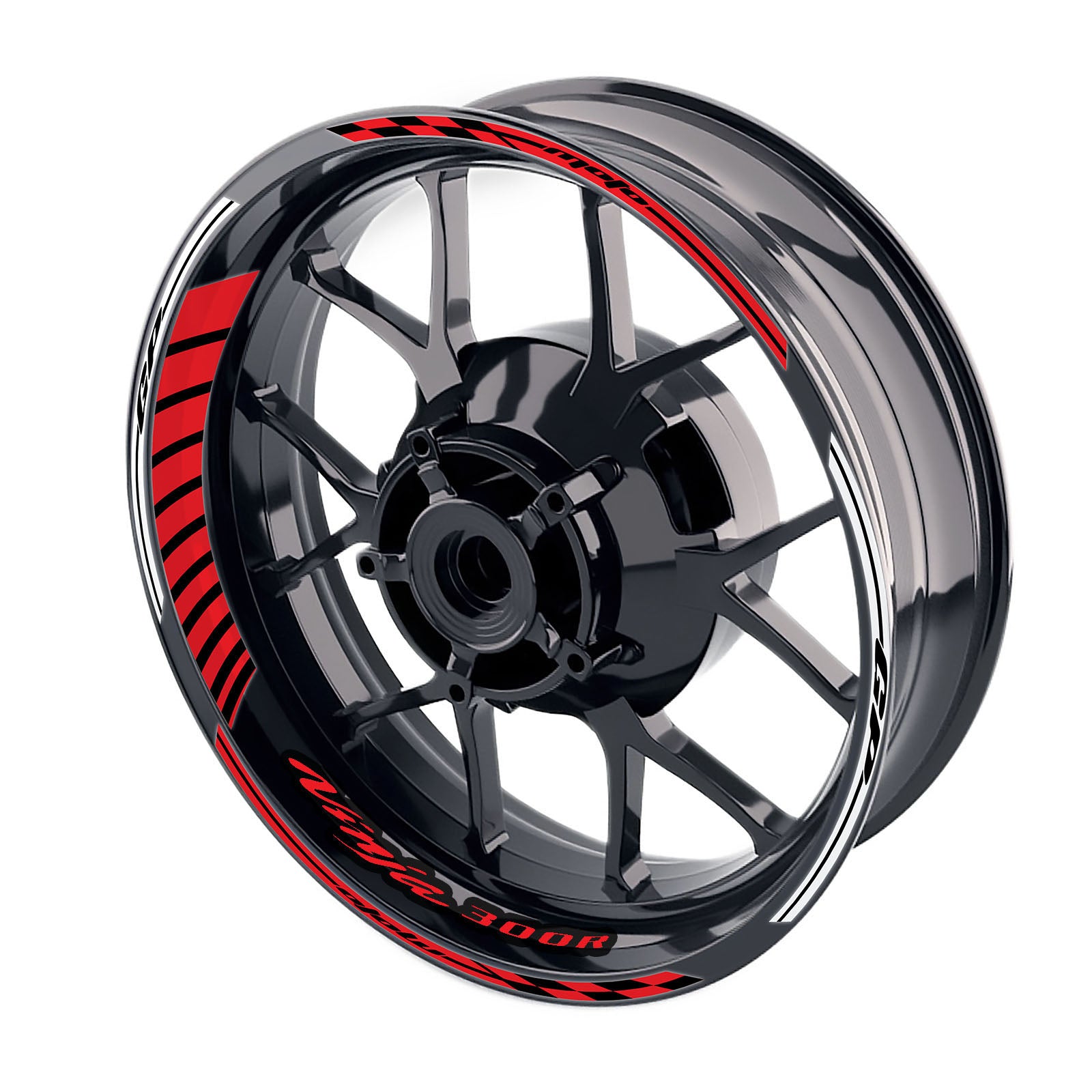 Fit Kawasaki Ninja 300R EX300 Logo Moto GP Stripe 17 inch Wheel Rim Sticker - MC Motoparts