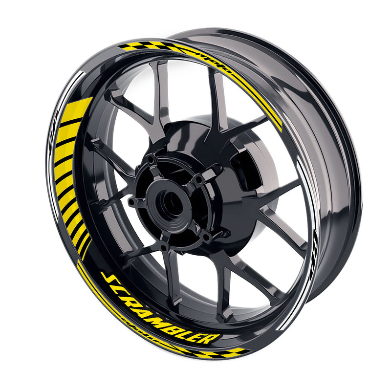 Fit Ducati Scrambler Caf? Racer Logo Moto GP Stripe 17 inch Wheel Rim Sticker - MC Motoparts
