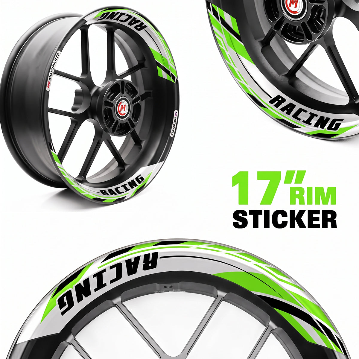 J01 Removable Wheel Decal 2-Piece Inner Rim Sticker For Kawasaki