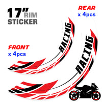 J01 17'' Llanta delantera y trasera extraíble pegatina de llanta de 2 piezas para Aprilia Tuono V4R