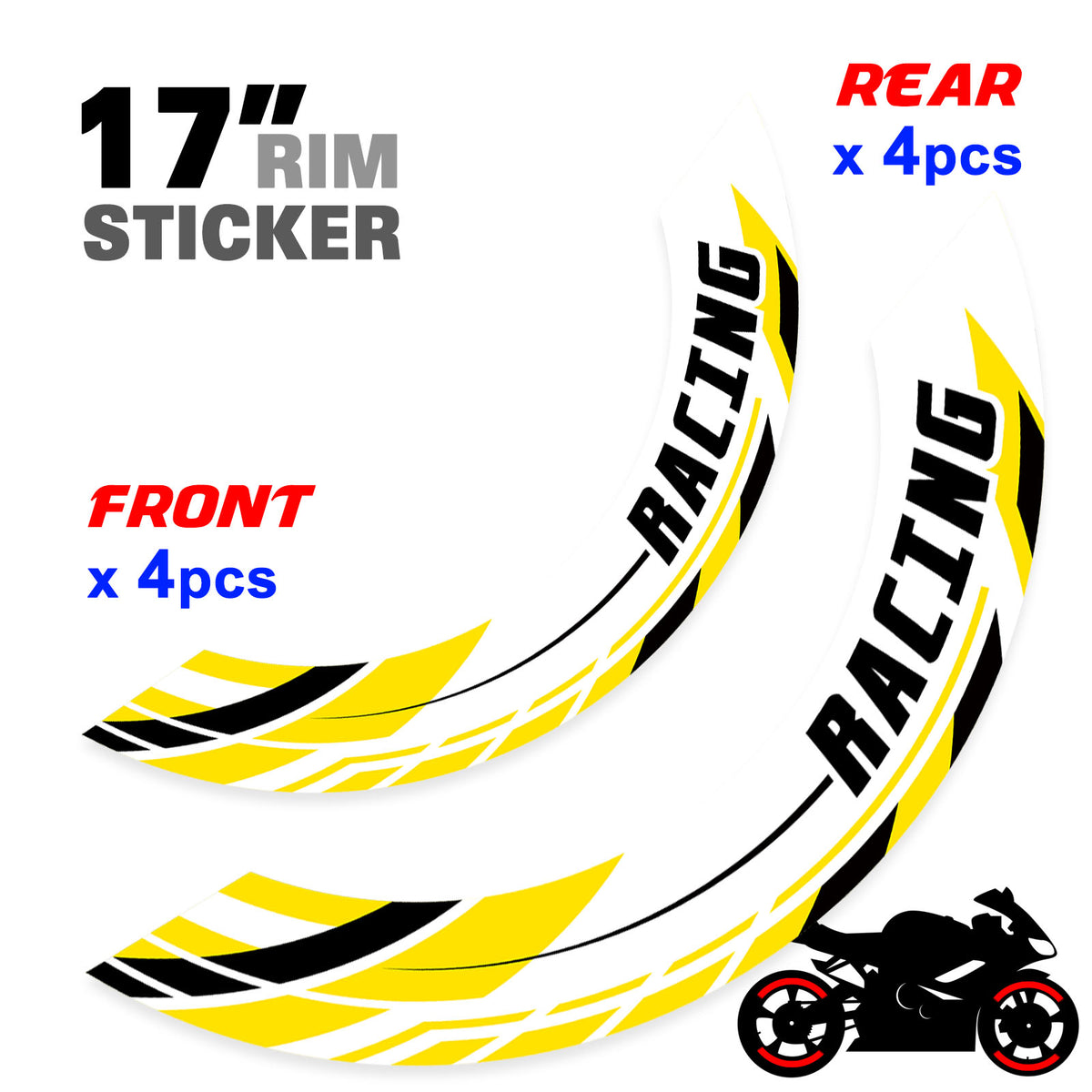 Autocollant de jante amovible J01 17 pouces, 2 pièces, avant et arrière, pour Aprilia Tuono V4R