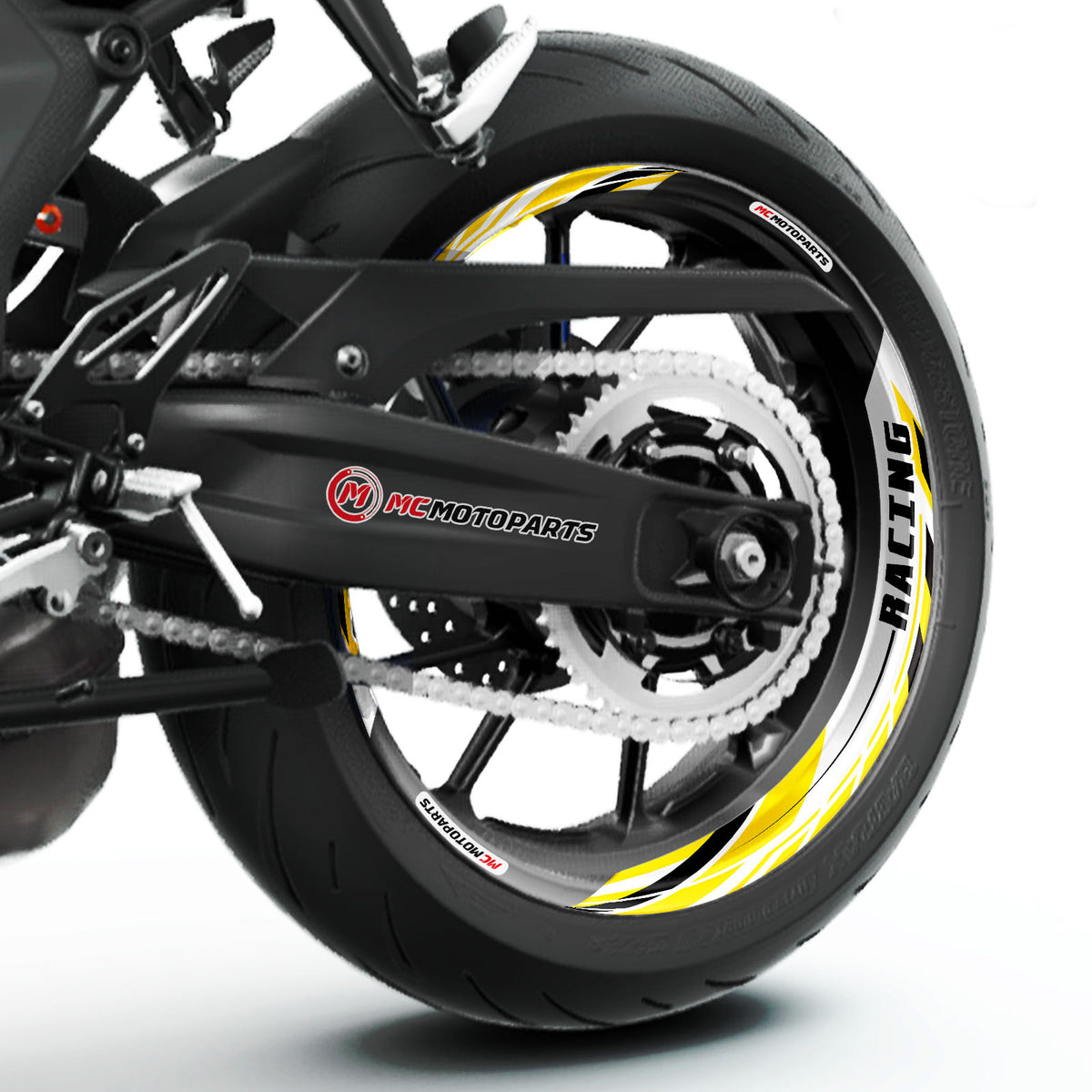 J01 17'' Llanta delantera y trasera extraíble pegatina de llanta de 2 piezas para Aprilia Tuono V4R