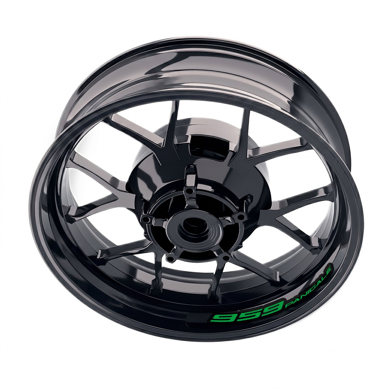 Ducati 959 Panigale inner rim sticker set with wheel decals, featuring bike-specific design for Ducati motorcycle wheels.