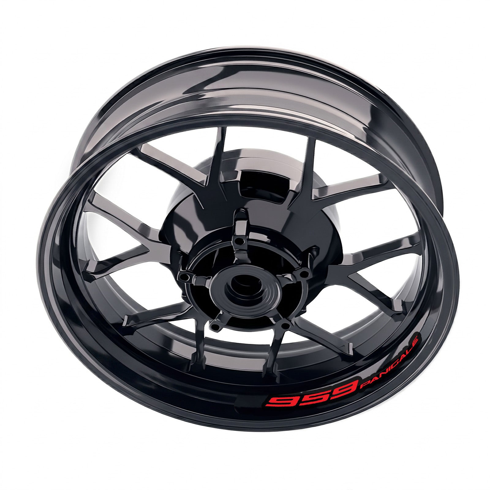 Ducati 959 Panigale wheel decals set by StickerBao, featuring bike-specific inner rim stickers and rim decals for stylish wheels.