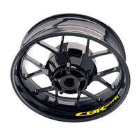 Honda CBR600RR wheel rim sticker set by StickerBao, bike-specific blue and yellow decals for inner rim customization.