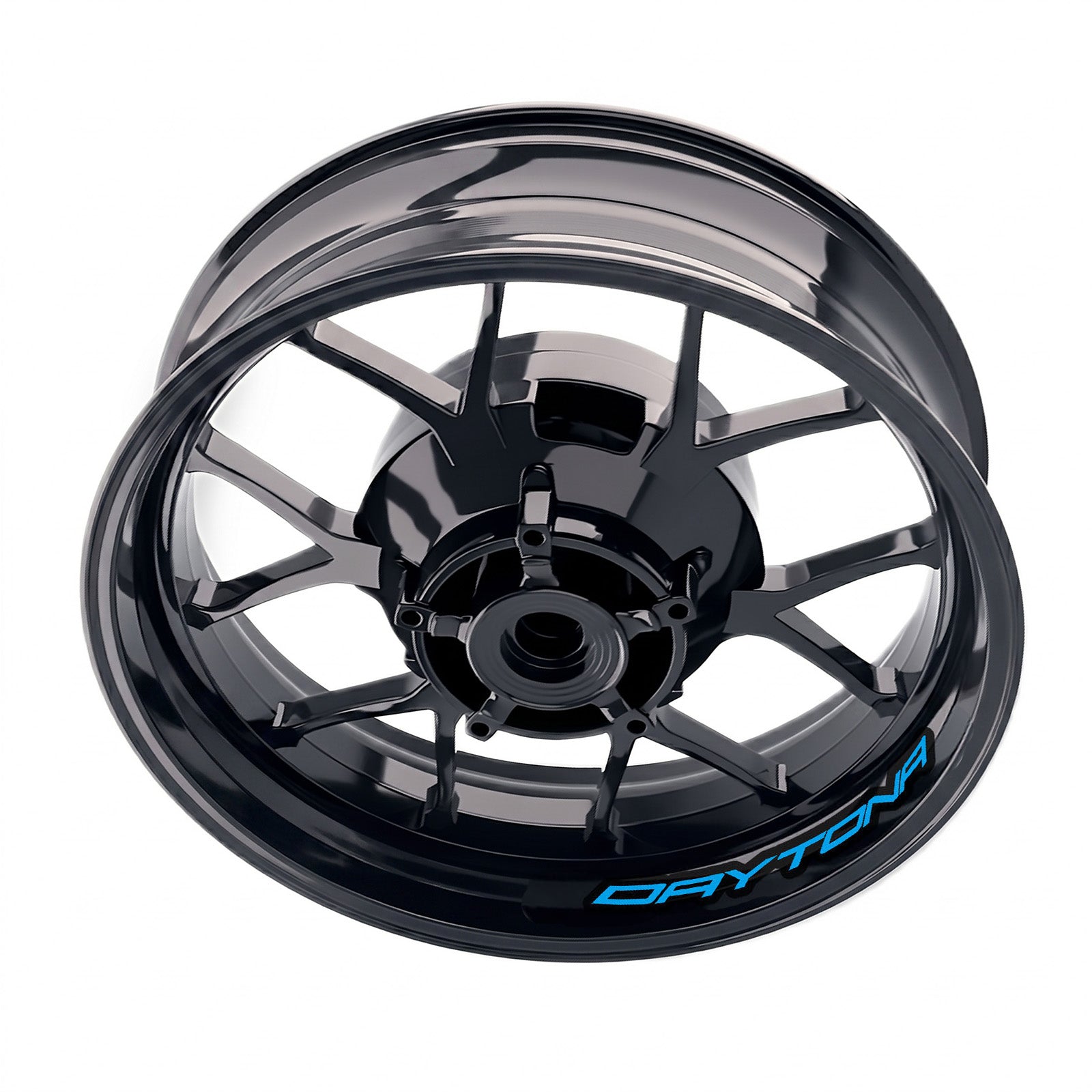 Triumph Daytona 765 wheel stickers and rim decals set by StickerBao, featuring bike-specific inner rim decal design.