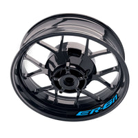 Kawasaki ER6N inner rim sticker set by StickerBao, bike-specific wheel decals on a motorcycle rim for custom style.