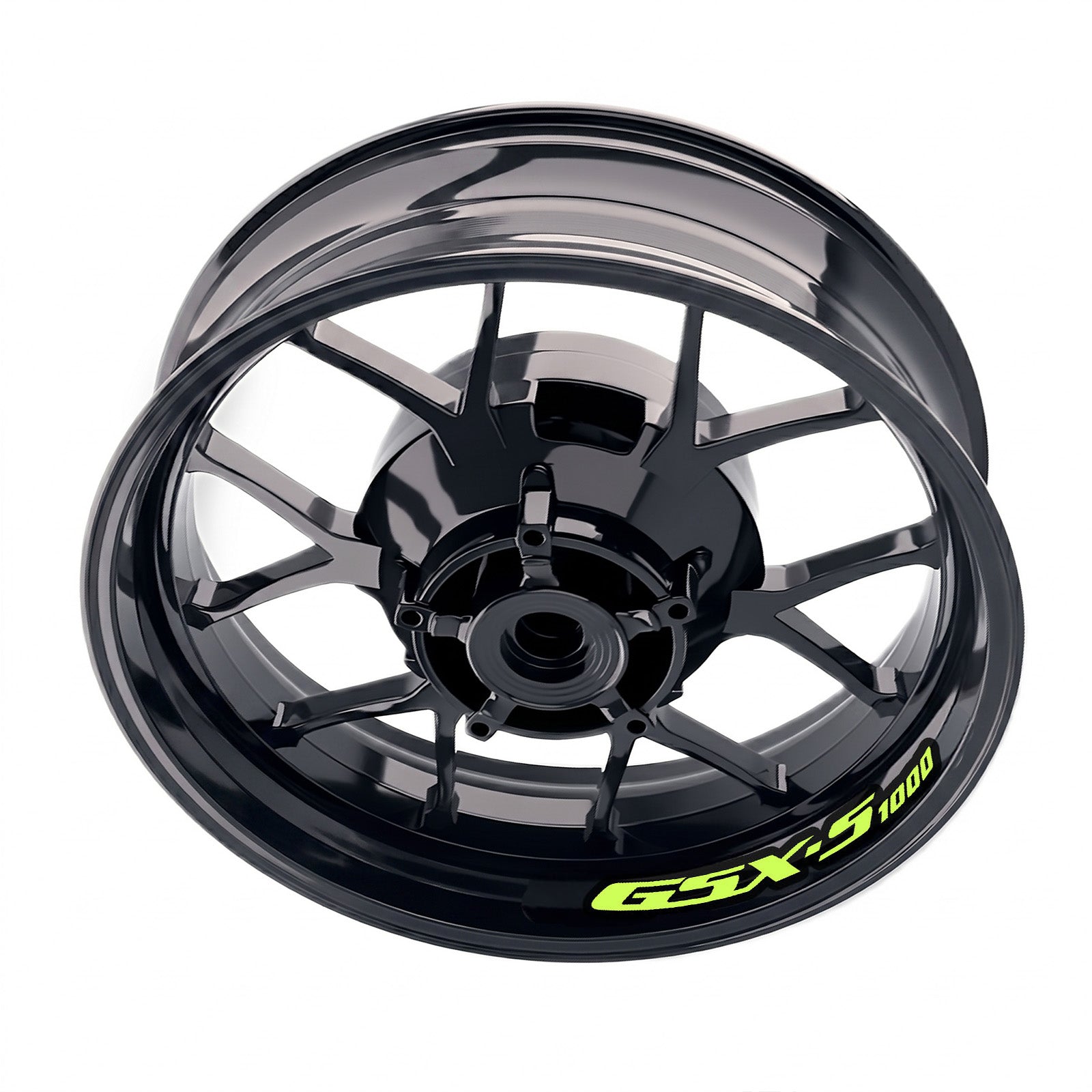 Suzuki GSXS 1000 wheel stickers and rim decals set by StickerBao, featuring bike-specific inner rim decal design for custom styling.