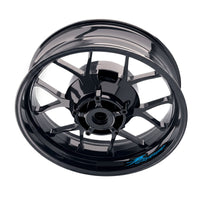 Suzuki GSX1300R Hayabusa inner rim sticker set with wheel decals, black and silver design, for bike wheel customization.
