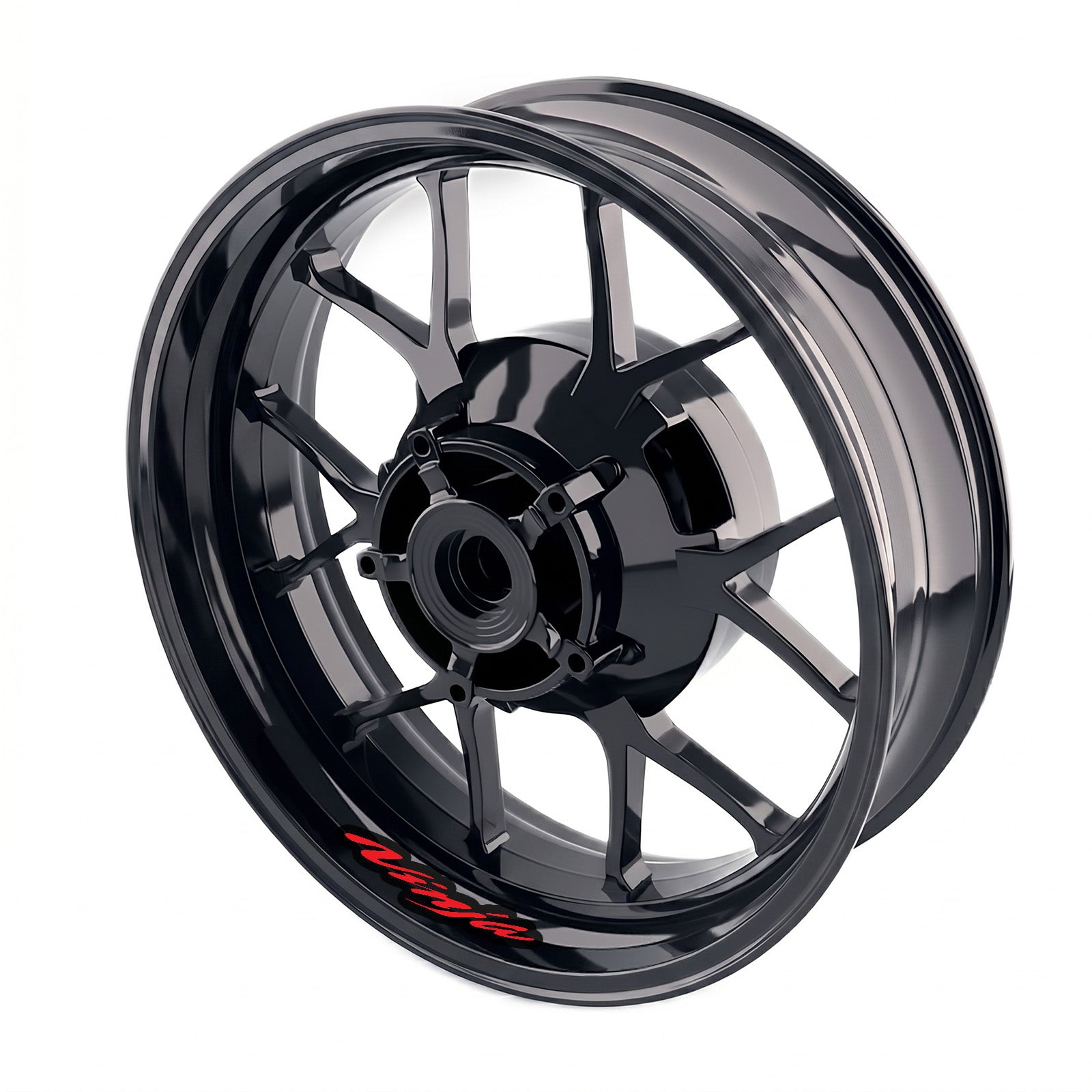 Kawasaki NINJA ZX-14R wheel sticker set with bike-specific inner rim decals by StickerBao, featuring vibrant design for motorcycle wheels.