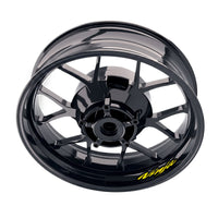 Kawasaki Ninja ZX6R wheel stickers and rim decals set by StickerBao, featuring model-specific inner rim decals on bike wheels.