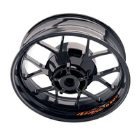 Kawasaki Ninja 650R wheel stickers and rim decals set from StickerBao, featuring orange bike model-specific wheel decals.