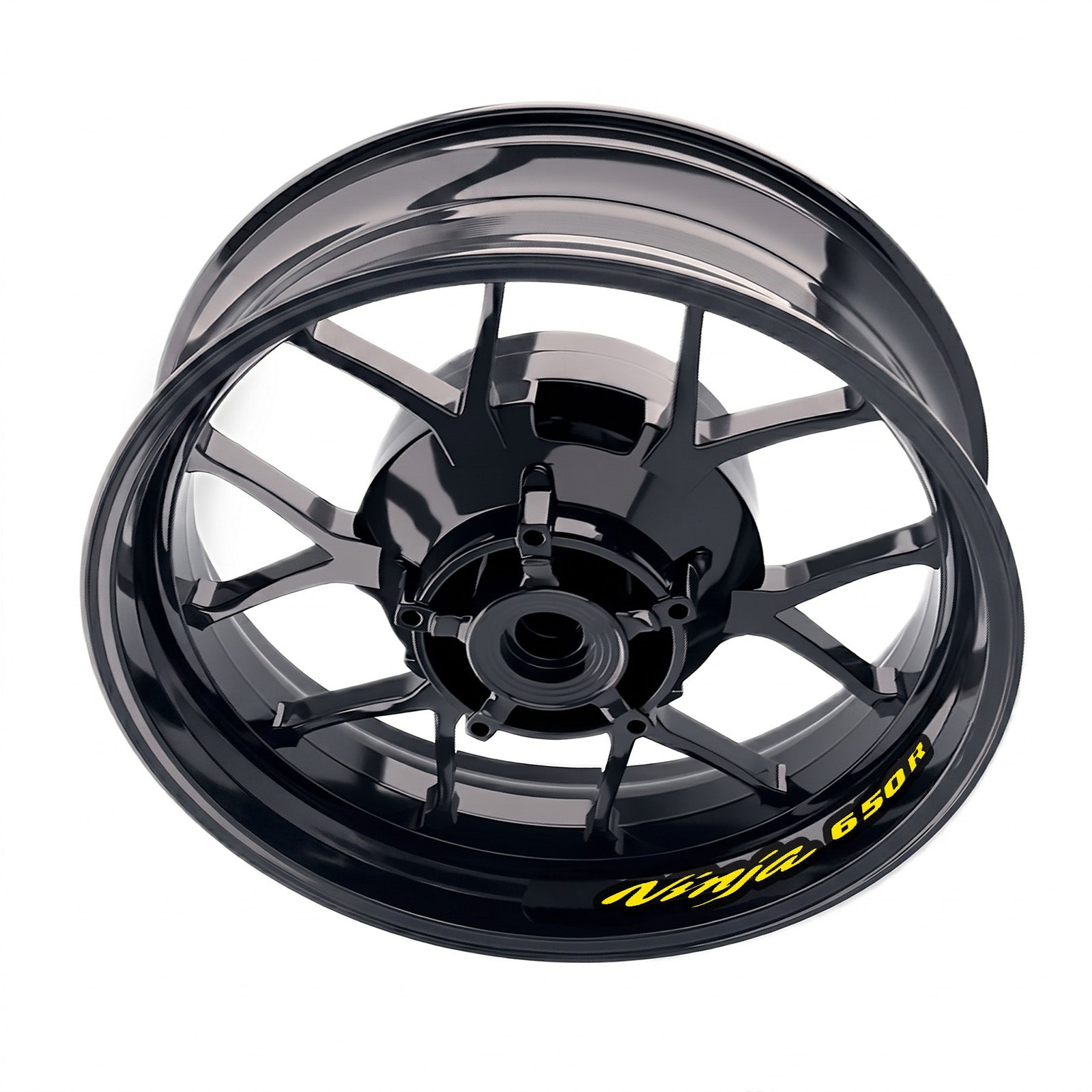 Kawasaki NINJA 650R wheel rim sticker set by StickerBao, bike model-specific decals for front and rear wheels.