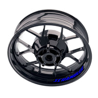 Ducati Scrambler Cafe Racer inner rim sticker set with bike-specific wheel decals by StickerBao on a motorcycle wheel.