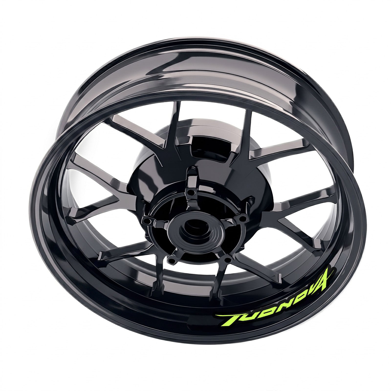 Aprilia Tuono V4 1100 RR wheel stickers and rim decals by StickerBao, showcasing bike model-specific inner rim decal set.