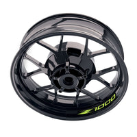 Kawasaki Z1000 inner rim sticker set with wheel decals by StickerBao, featuring vibrant, model-specific design for motorcycle wheels.